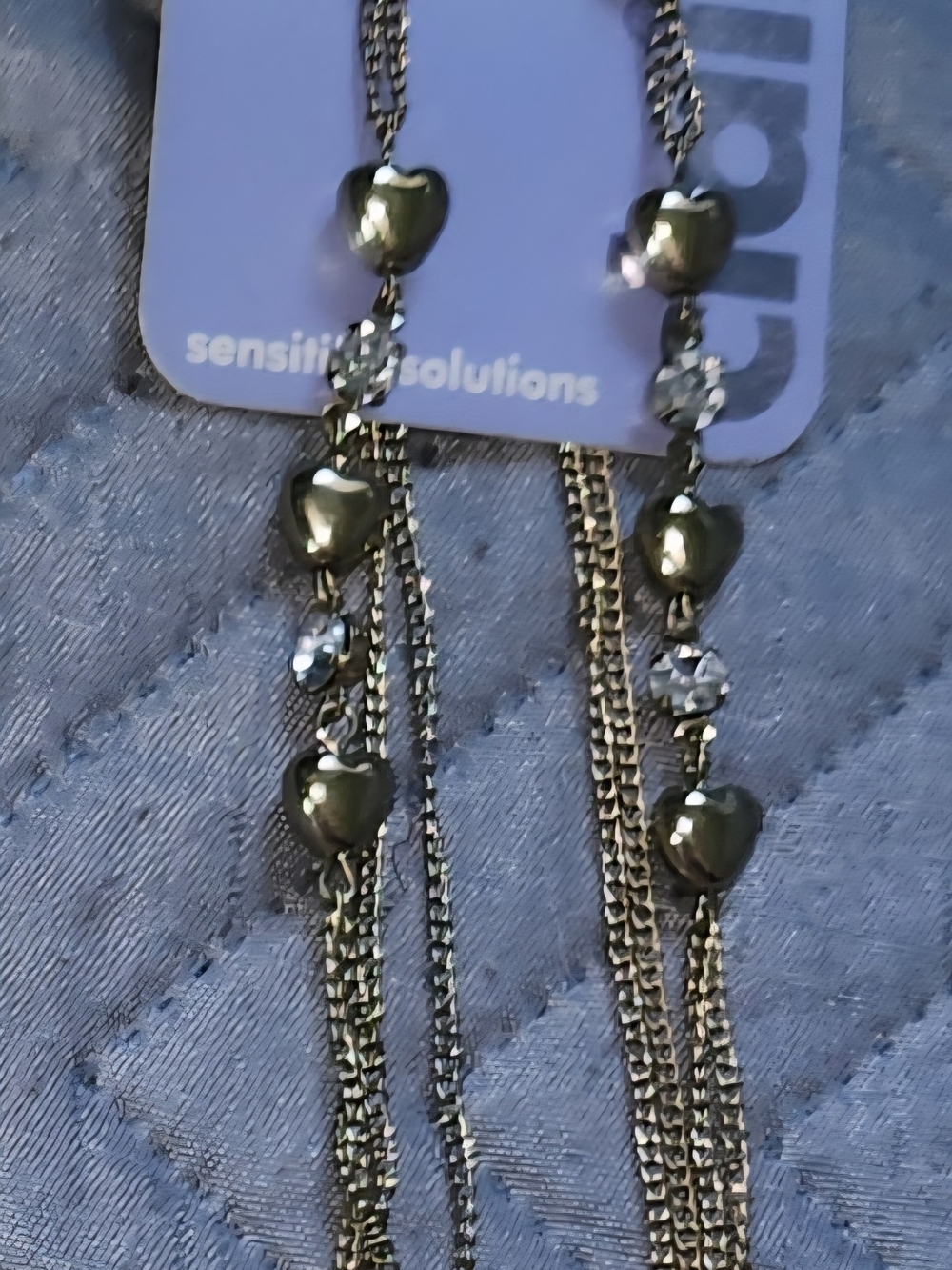 Claire's Silver-Tone Heart & Crystal Multi-Chain Drop Earrings